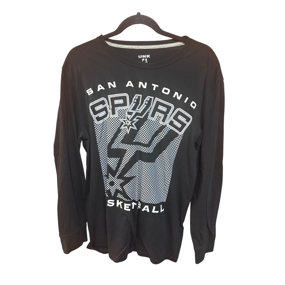 UNK San Antonio Spurs NBA Basketball Long Sleeve Shirt Mens Large Black Graphic